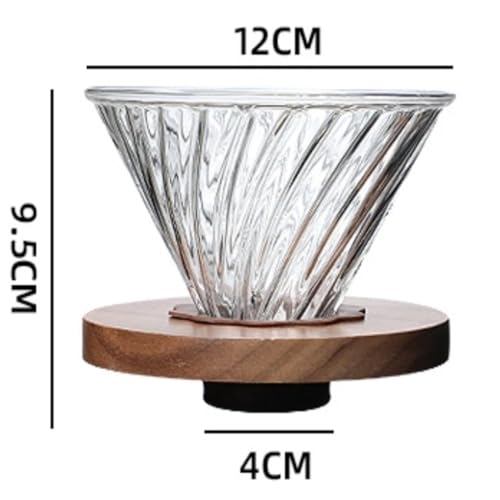 HOOPZOZA V60 Coffee Pot 600mL Pour Over Coffee Maker Set Glass Drip Filter with Tick Marks for Drip Coffee Maker Coffee Dripper (D-600-set)