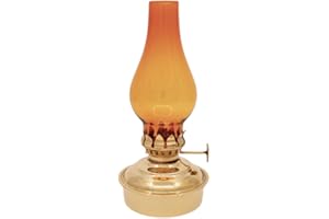Vermont Lanterns Brass Mini Small Oil Lamp 6.5" (Brass with Amber Glass)