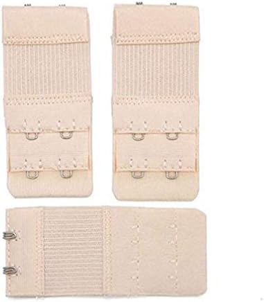 GreenCoves 3Pcs Ladies 2/3 Hook Bra Extender Soft Back Band Extension Strap Underwear Belt (Begie, Two Hooks)