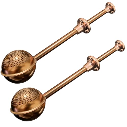 JETKONG Baker's Dusting Wand for Sugar, Flour and Spices, Stainless Steel Powdered Sugar Shaker Duster Sifter, Set of 2 (Brown)