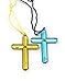 Sea View Treasures New and Improved 96 Bulk Plastic Crystal Cross Pendant on Cord - New And Improved Packaging