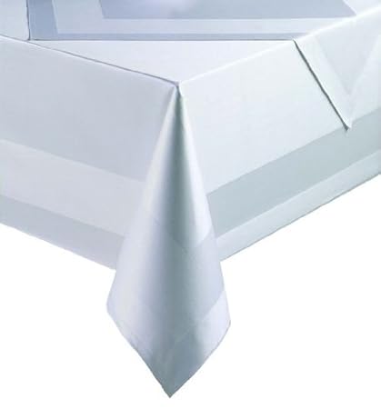 Grevotex Damast Serviette/Mitteldecke/Tischdecke mit Satin-Band, Weiß, weiß, 80 x 80 cm