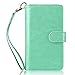 ULAK Galaxy S5 Case, Samsung S5 Wallet Case, Fashion PU Leather Magnet Wallet Flip Case Cover with Built-in Credit Card/ID Card Slots for Samsung Galaxy S5 SV Galaxy S V i9600- Mint Green