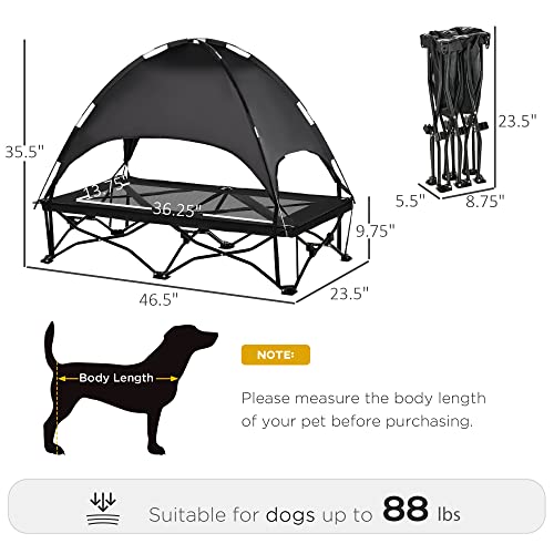 PawHut 46" Elevated Dog Bed with Canopy, Foldable Raised Pet Cot with