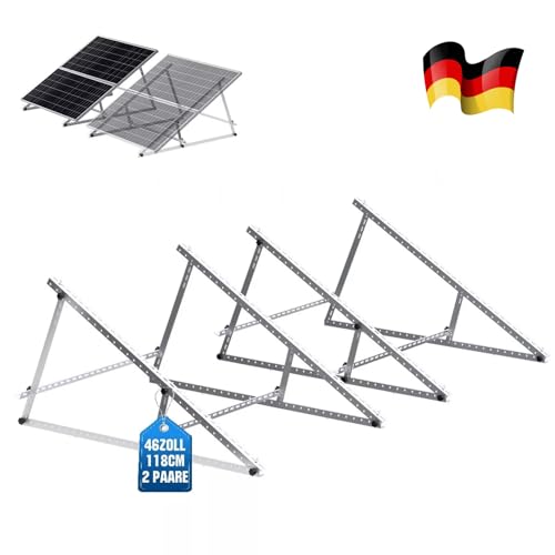 2 Sets GLIESE Balkonkraftwerk Halterung 118 cm - Verstärkte Solarpanel Halterung mit verstellbarem Neigungswinkel 0-90° - Für 100W-600W Module auf Flachdach & B
