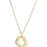 Vanbelle 18K Gold Plated Jewelry Classic Plain Double Heart Pendant Necklace for Women - 16" long + 2" extender