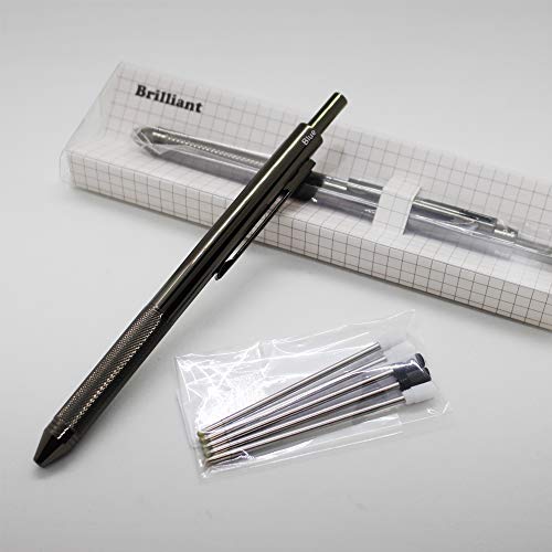 Metal 4 in 1 Multi-Function Pen 4 Colors Pen with 0.5mm Mechanical Pencil and Black/Red/Blue Ballpoint Pen in Gift Package (1PCS PACK, Gun black)