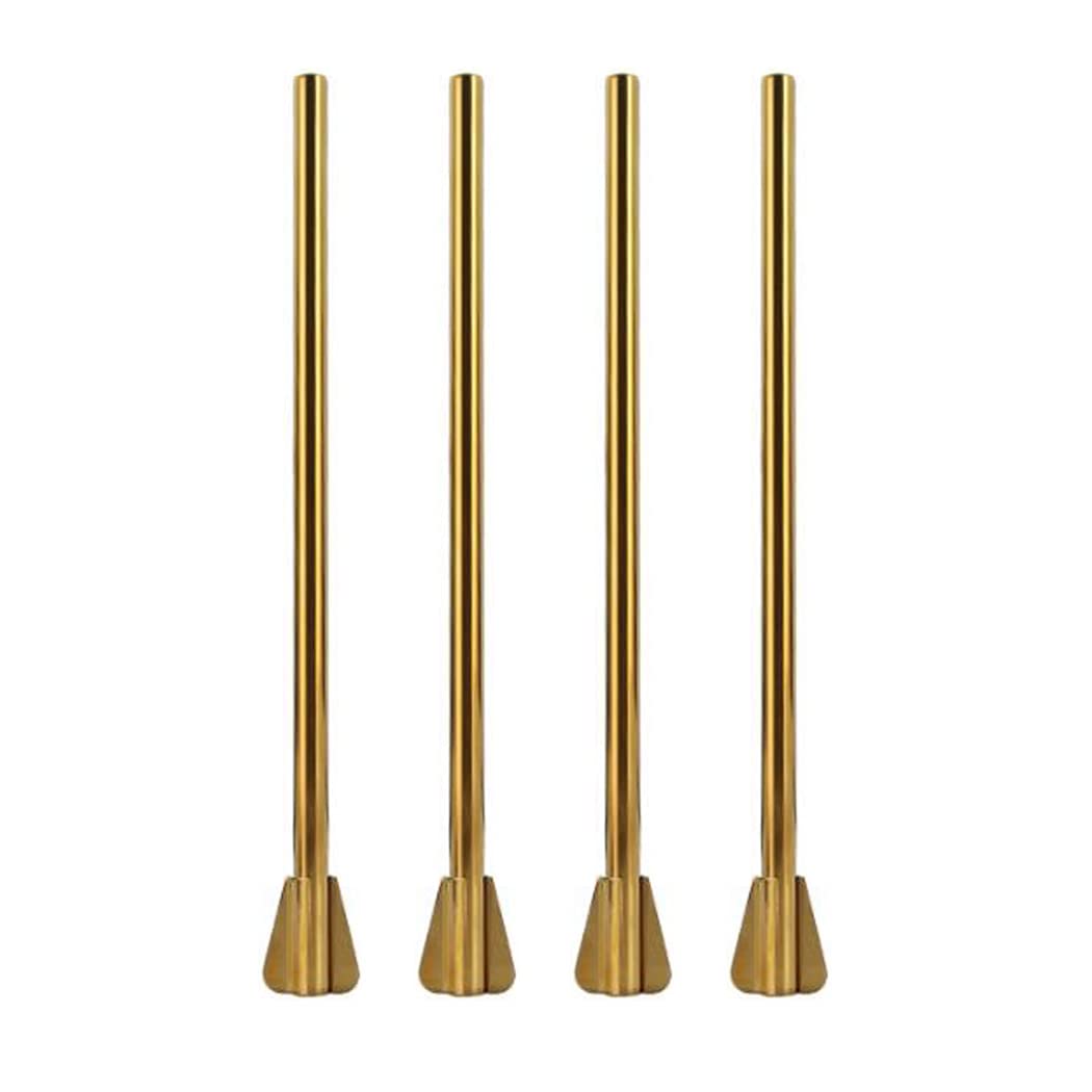 Hoshen 4 Piece Set of 9 Inch Stainless Steel Stirring Straws, Metal Thick Drinking Straw Straws with Spiral Tip Straws for Shakes, Smoothies, Beverages（Gold）