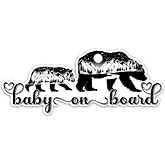 Bear Baby on Board Sticker Decal for Car or Truck Windows-Mama Forest Bear and Cub Vinyl Sign Art Print, 3in x 7.35in, Small