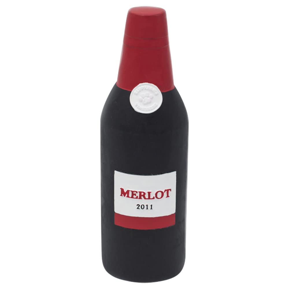 ZippyPaws - Latex Happy Hour Crusherz, Drink Themed Crunch Water Bottle Dog Toy - Red Wine