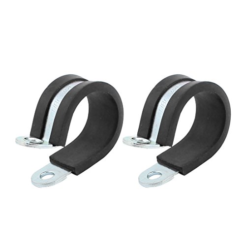 uxcell 2Pcs 26mm Dia Rubber Lined R Shaped Zinc Plated Tube Pipe Clips Clamp Cable