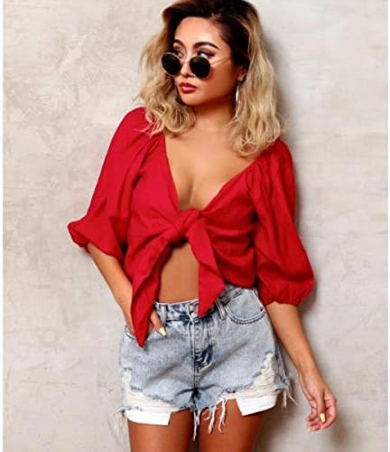 Amazon アナップ Anap センター結びバルーンスリーブトップス レッド F Tシャツ カットソー 通販