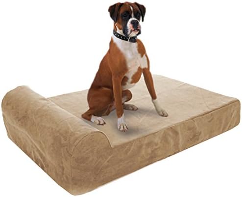 Back Support Systems Lucky Dog Luxury 7î Gel Memory Foam Orthopedic Dog Bed w/Bolster 100% Made for Large Breed Dogs
