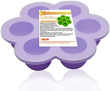 Silicone Egg Bites Molds for Instant Pot Accessories, MBSSHI Freezer Tray Ice Cube Trays, Baby Food Storage, Reusable Storage Container With Lid (Purple)