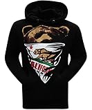 tees geek California Republic White Bandana Bear Men's Hoodie Hooded Sweatshirt - (X-Large) - Black