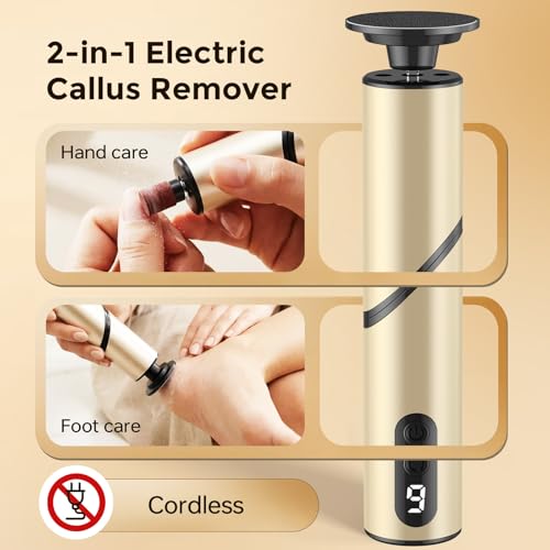 Lima Eléctrica para Pies 2 en 1, plegable | Removedor de callos para pies recargable | 9 velocidades ajustables, removedor de callos para pies profesional, elimina eficazmente la piel muerta, los callos y las durezas.