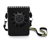 CestMall 3 Speeds Portable Multi-functional Mini Rechargeable Fan Powered by 18650 Li-ion Battery (included) & USB Charging (PLS Avoid Overcharging) for Outdoor Travel with String (Black)