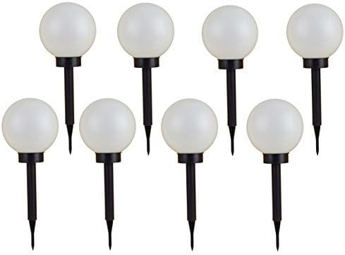 Buri 8er Set Led Solar Kugelleuchte 3 In 1 Kugellampe Leuchtkugel Gartenleuchte Amazon De Garten