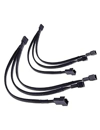 PWM - Cable adaptador divisor de ventilador trenzado y divisor para ordenador, 4 pines, cable de alimentación 1 a 3 convertidores de 10 pulgadas (2 unidades)