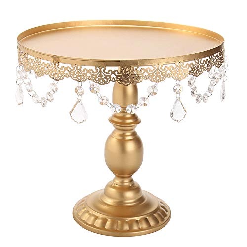Lucky Monet 6Pcs Crystals Cake Stand Cupcake Tower Stand Wedding Plates Set Metal Round Party Dessert Display Décor with Crystals Beads (6pcs, Gold) - Thumbnail 6
