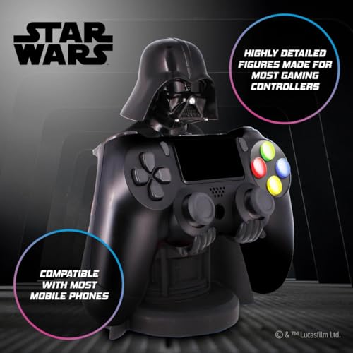 EXQUISITE GAMING: STAR WARS: DARTH VADER – ORIGINAL MOBILE PHONE & GAMING CONTROLLER HOLDER, DEVICE STAND, CABLE GUYS, LICENSED FIGURE (MULTI-COLORED)