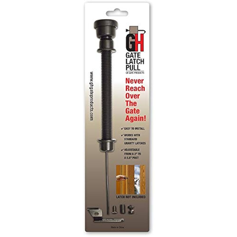 EZHT001 Gate Latch Pull Opener Black Adjustable From 2.25" To 5.5