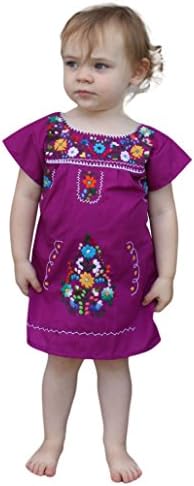 Liliana Cruz Embroidered Mexican Youth Girls Dress (0, electric purple)