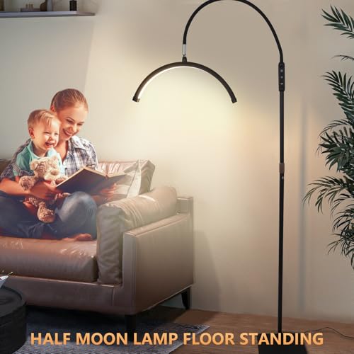 MeoYlaery Eyelash Extension Lamp, Half Moon with Remote Control, On Stand with 360° Adjustable Head, 3000K-6000K, Professional Aesthetic for Tattoo, Makeup Artisans
