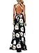 MISSLOOK Women's Bohemian Halter Sleeveless Floral-Print Split Summer Maxi Dress - Navy Blue S
