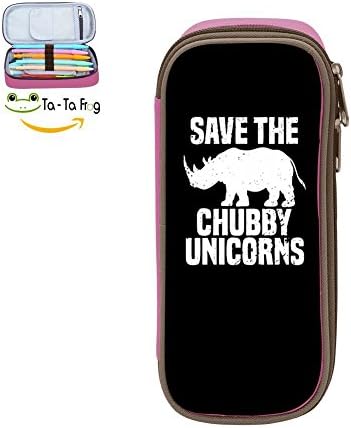 bagshome Big Capacity Canvas Pencil Box Holder For Boy,Print Save The Chubby Nuicorns Pink