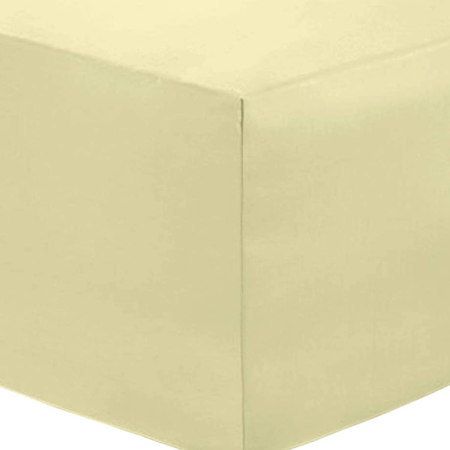 Deep Fitted Bed Sheets Easy-Care Non-Iron Percale 10'' / 25CM Fitted Sheet, Super King - Cream