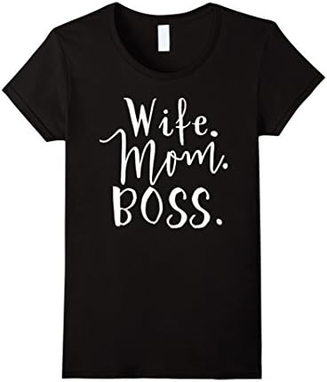 Womens Wife Mom Boss, Wifey Shirt, Boss Lady, Mom Life Shirt, Wife Large Black
