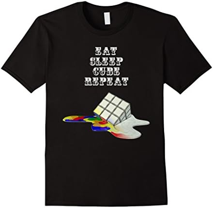 Men's Melting Rubix Cube Game - Eat Sleep Cube Repeat Shirt Medium Black
