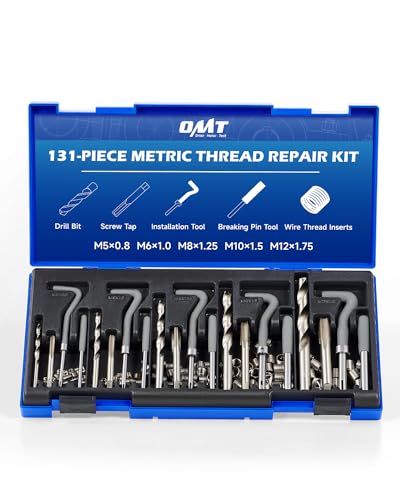 Orion Motor Tech 131 Pieces Thread Repair Kit Thread Repair Kit, Tools for Metric Threaded Inserts M5 M6 M8 M10 M12, Helicoid Repair Kit for Screws and Internal Thread