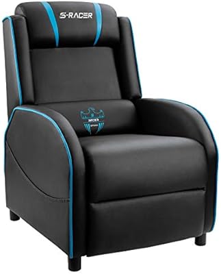 Amazon Com Homall Gaming Recliner Chair Single Living Room Sofa Recliner Pu Leather Recliner Seat Home Theater Seating Blue Home Kitchen