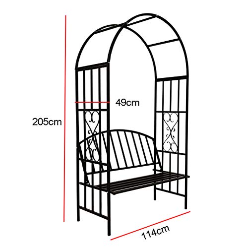 Trellises ZYY@ Rosenbogen mit Bank Rosenbank Laubenbank Philosophenbank Rankgitter Rankhilfe Gartenbank Metall Schwarz – Bild 7
