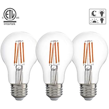 Dusk to Dawn Photocell Sensor LED Lights Bulbs ETL Listed Auto On/Off incandescen Bulb 40W Light Sensor for Porch Hallway Patio Indoor Outdoor Lighting 4W 470lm,Warm White(2700K),AC120V (Pack of 3)