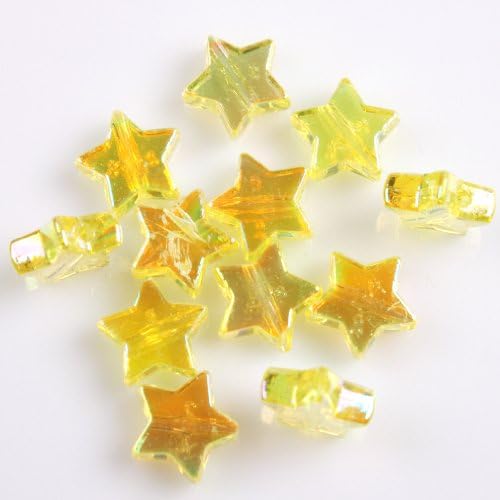 Yellow AB Color Plated Star Acrylic Spacer Beads Charms Loose Beads 11mm (200)