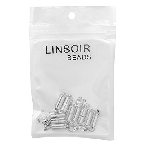 Linsoir Beads 10 Sets Smooth Tube Easy Magnetic Clasp Converters Strong Lobster Closure Necklace Silver Plated - Thumbnail 6
