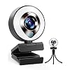 2021 CASECUBE FHD 1080P Webcam with Microphone and Ring Light, 3-Level Adjustable Brightness, Plug and Play Computer…
