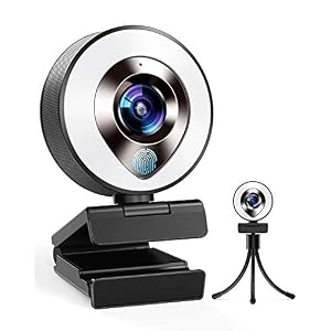 2021 CASECUBE FHD 1080P Webcam with Microphone and Ring Light, 3-Level Adjustable Brightness, Plug and Play Computer…