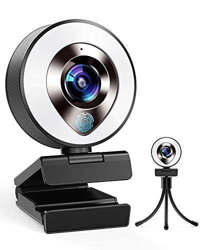 2021 CASECUBE FHD 1080P Webcam with Microphone and Ring Light, 3-Level Adjustable Brightness, Plug and Play Computer…