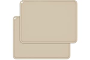 CINEZUN Baby Placemat,Silicone Placemats for Toddlers Kids,Baby Placemat for Restaurants Home with Food,Washable Wipeable Non-Slip Placemats for Kids(2Pack,Beige)