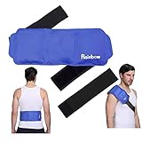 Rainbow Reusable Large Ice Pack Gel Hot Cold Therapy Pack - Wraps around Neck, Shoulder, Waist & Lower Back, Calves, Knee, Ankle - Great for Injury, Sprain, Bruise(15"x 5.9", Light Blue)