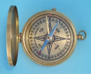 Antique Large Brass Pocket Compass (Inside Only)