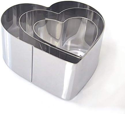 3 Piece Mousse Cake Ring Mold, Guowall Mousse Mold Cake Forming Rings Round Cutter Set Dessert and Cooking Rings Cookie Cutter Biscuit Mold Stainless Steel Love Heart
