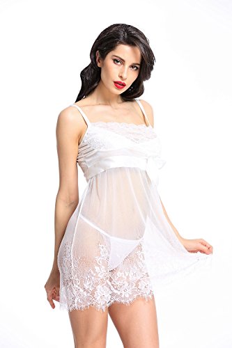 BeLuring-Womens-Sexy-Sheer-Floral-Lace-Babydoll-Lingerie-with-G-string