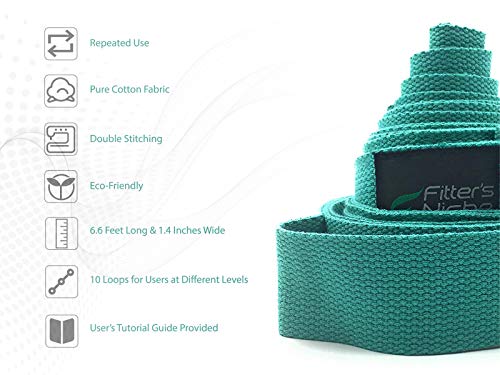 image for fitter's niche Yoga Stretch Strap, Non Elastic Exercise Band with 10 L