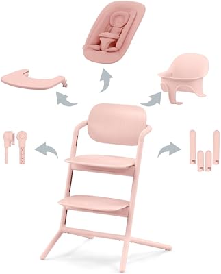 Gold LEMO Seggiolone 4-in-1, 0 - 99 Anni, Dalla Nascita, Include Sdraietta, Sedile per Bambini, Vassoio, Riduttore per Neonati, Poggiatesta e Adattatore, Alluminio/Plastica, Pearl Pink (Rosa)