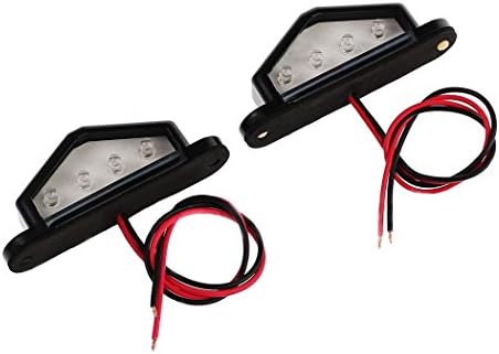 Junadael 12V 24V 4-LED License Plate Light Taillight Rear Lights for Truck,Trailer, Rv (Pack of 2)